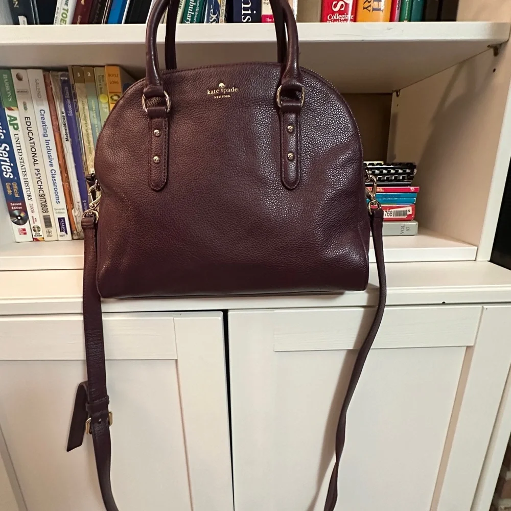 kate spade Plum Leather Dome Satchel with Gold Hardware